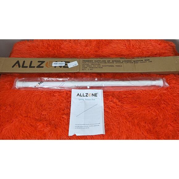 NWT Allzone White Heavy Duty Shower Window Closet Spring Tension Rod Pole 28-43" - Picture 1 of 8